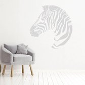 Muursticker Zebra -  Zilver -  80 x 80 cm  -  slaapkamer  alle  woonkamer  dieren - Muursticker4Sale