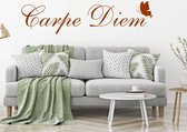 Muursticker Carpe Diem Met Vlinder -  Bruin -  80 x 20 cm  -  engelse teksten  woonkamer  slaapkamer  alle - Muursticker4Sale