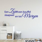 Muursticker Een Zoen Een Knuffel Slaapwel En Tot Morgen - Donkerblauw - 80 x 24 cm - baby en kinderkamer nederlandse teksten