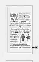 Muursticker Toiletregels - Donkergrijs - 60 x 100 cm - nederlandse teksten toilet raam en deur stickers - toilet
