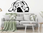 Muursticker Bulldog - Zwart - 80 x 46 cm - slaapkamer woonkamer  dieren