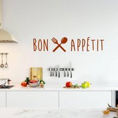 Muursticker Bon Appétit -  Bruin -  120 x 26 cm  -  franse teksten  keuken  alle - Muursticker4Sale
