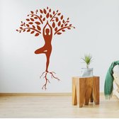 Muursticker Yoga Boom -  Bruin -  42 x 60 cm  -  alle muurstickers  woonkamer - Muursticker4Sale