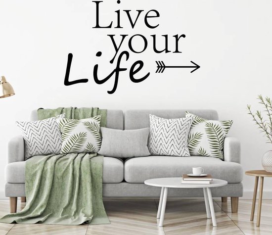 Muursticker Live Your Life Pijl - Groen - 160 x 106 cm - slaapkamer alle
