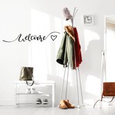 Muursticker Welcome Hartje - Zwart - 120 x 21 cm - engelse teksten woonkamer keuken