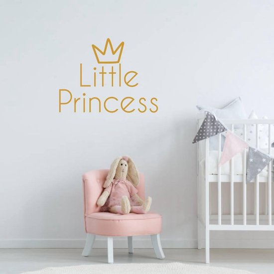 Muursticker Little Princess - Goud - 140 x 105 cm - taal - engelse teksten baby en kinderkamer - teksten en gedichten baby en kinderkamer alle