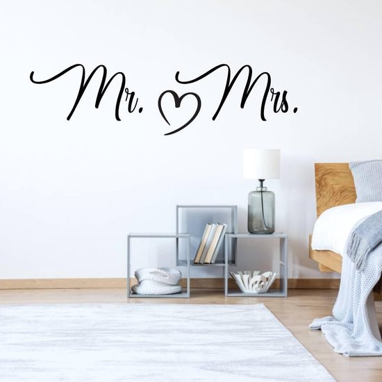 Muursticker Mr & Mrs Hart - Rood - 80 x 21 cm - slaapkamer alle