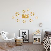 Muursticker Voetbal Met Naam -  Goud -  160 x 90 cm  -  alle muurstickers  baby en kinderkamer - Muursticker4Sale