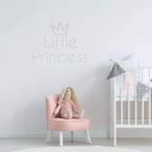 Muursticker Little Princess -  Zilver -  60 x 45 cm  -  engelse teksten  baby en kinderkamer  alle - Muursticker4Sale