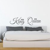 Muursticker Her King - His Queen -  Donkergrijs -  160 x 41 cm  -  alle muurstickers  slaapkamer  engelse teksten - Muursticker4Sale