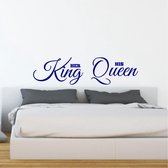 Muursticker Her King - His Queen - Donkerblauw - 120 x 31 cm - slaapkamer engelse teksten