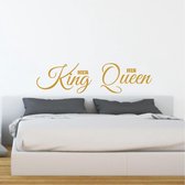 Muursticker Her King - His Queen -  Goud -  120 x 31 cm  -  alle muurstickers  slaapkamer  engelse teksten - Muursticker4Sale