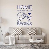 Muursticker Home Is Where Our Story Begins -  Donkerblauw -  100 x 135 cm  -  alle muurstickers  engelse teksten  woonkamer - Muursticker4Sale