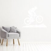 Muursticker Mountainbike -  Wit -  140 x 114 cm  -  alle muurstickers  slaapkamer  woonkamer  baby en kinderkamer - Muursticker4Sale