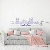 Muursticker Amsterdam - Donkerblauw - 120 x 38 cm - slaapkamer woonkamer steden