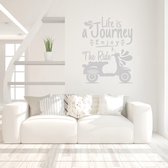 Muursticker Life Is A Journey Enjoy The Ride -  Zilver -  105 x 140 cm  -  slaapkamer  woonkamer  alle - Muursticker4Sale