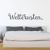 Sticker Muursticker Welterusten - Gris foncé - 80 x 16 cm - Textes hollandais pour chambre bébé et chambre d'enfant - Muursticker4Sale
