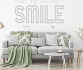Muursticker Start The Day With A Smile - Lichtgrijs - 160 x 89 cm - slaapkamer woonkamer alle