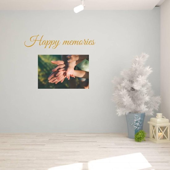 Muursticker Happy Memories - Goud - 80 x 16 cm - woonkamer alle
