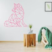 Origami Muursticker Wolf -  Roze -  80 x 80 cm  -  origami  alle muurstickers  dieren - Muursticker4Sale