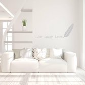 Muursticker Live Laugh Love -  Zilver -  160 x 66 cm  -  slaapkamer  engelse teksten  woonkamer  alle - Muursticker4Sale