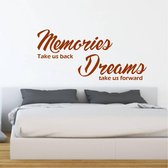 Muursticker Memories Dreams -  Bruin -  120 x 54 cm  -  slaapkamer  engelse teksten  woonkamer  alle - Muursticker4Sale