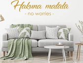 Muursticker Hakuna Matata No Worries -  Goud -  80 x 20 cm  -  engelse teksten  woonkamer  alle - Muursticker4Sale