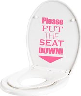 Please Put The Seat Down -  Roze -  11 x 20 cm  -  toilet  alle - Muursticker4Sale