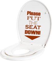 Please Put The Seat Down -  Bruin -  11 x 20 cm  -  toilet  alle - Muursticker4Sale