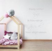 Muursticker Slaaplekker Kusje Ik Hou Van Je... -  Zilver -  81 x 100 cm  -  slaapkamer  alle - Muursticker4Sale