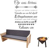 Muursticker Op Ons Terras - Donkergrijs - 60 x 76 cm - nederlandse teksten tuin