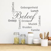 Muursticker Beleef Woorden -  Donkergrijs -  100 x 83 cm  -  keuken  nederlandse teksten  alle - Muursticker4Sale