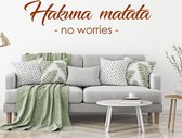 Muursticker Hakuna Matata No Worries -  Bruin -  120 x 31 cm  -  engelse teksten  woonkamer  alle - Muursticker4Sale