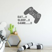 Muursticker Eat, Sleep Game -  Donkergrijs -  100 x 75 cm  -  baby en kinderkamer - jongens  engelse teksten  baby en kinderkamer  alle - Muursticker4Sale