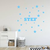 Muursticker Sterren Met Naam -  Lichtblauw -  120 x 120 cm  -  baby en kinderkamer - jongens  baby en kinderkamer - baby  baby en kinderkamer - meisjes  baby en kinderkamer  nederl