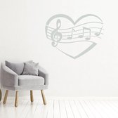 Muziek Noten In Hart -  Lichtgrijs -  60 x 45 cm  -  alle muurstickers  baby en kinderkamer  woonkamer - Muursticker4Sale