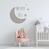 Muursticker Dream Big -  Zilver -  110 x 110 cm  -  alle muurstickers  baby en kinderkamer  engelse teksten - Muursticker4Sale