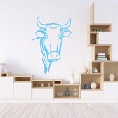 Muursticker Stier -  Lichtblauw -  55 x 80 cm  -  slaapkamer  woonkamer  alle muurstickers  dieren - Muursticker4Sale