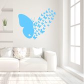 Muursticker Vliegende Vlinders -  Lichtblauw -  100 x 82 cm  -  alle muurstickers  baby en kinderkamer  slaapkamer  woonkamer  dieren - Muursticker4Sale