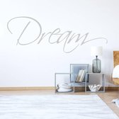 Muursticker Dream -  Zilver -  160 x 58 cm  -  slaapkamer  engelse teksten  alle - Muursticker4Sale