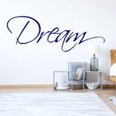 Muursticker Dream - Donkerblauw - 160 x 58 cm - taal - engelse teksten slaapkamer alle