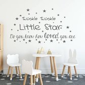 Twinkle Twinkle Little Star -  Donkergrijs -  120 x 65 cm  -  baby en kinderkamer  engelse teksten  alle - Muursticker4Sale