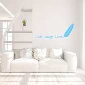 Muursticker Live Laugh Love -  Lichtblauw -  80 x 33 cm  -  slaapkamer  engelse teksten  woonkamer  alle - Muursticker4Sale