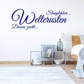 Muursticker Welterusten Slaaplekker Droomzacht - Donkerblauw - 160 x 57 cm - slaapkamer alle