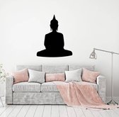 Muursticker Buddha -  Zwart -  140 x 118 cm  -  woonkamer  slaapkamer  toilet  alle - Muursticker4Sale