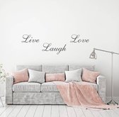 Muursticker Live Laugh Love - Donkergrijs - 160 x 47 cm - woonkamer slaapkamer alle