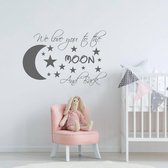 Muursticker We Love You To The Moon And Back - Donkergrijs - 120 x 82 cm - baby en kinderkamer - teksten en gedichten baby en kinderkamer alle