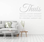 Muursticker Thuis Waar Liefde Woont.. -  Zilver -  100 x 71 cm  -  woonkamer  nederlandse teksten  alle - Muursticker4Sale