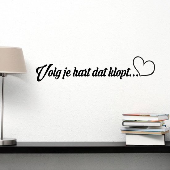 Muursticker Volg Je Hart Dat Klopt - Geel - 120 x 25 cm - woonkamer slaapkamer nederlandse teksten