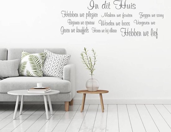 Muursticker In Dit Huis - Donkergrijs - 120 x 44 cm - woonkamer nederlandse  teksten | bol.com